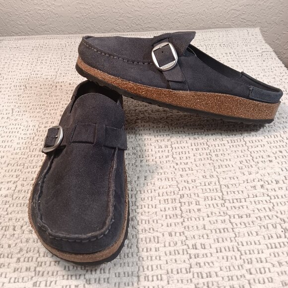 Birkenstock 'Buckley' women's blue suede leather mules sz 40 EU / 9 - 9.5 US - Picture 1 of 14